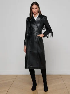 Celina Fringed Leather Trench