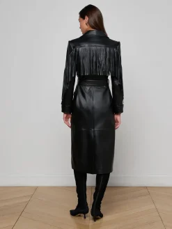 Celina Fringed Leather Trench