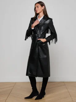 Celina Fringed Leather Trench