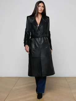 Celina Fringed Leather Trench