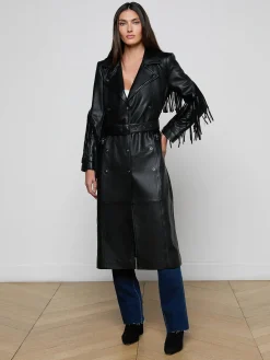 Celina Fringed Leather Trench