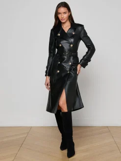 Celina Leather Trench Coat
