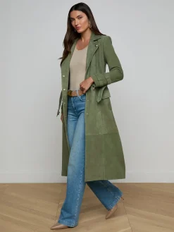 Celina Suede Trench Coat