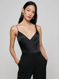 Dara Stretch-Satin Bodysuit