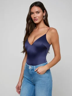 Dara Stretch-Satin Bodysuit