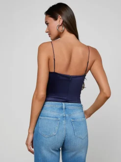 Dara Stretch-Satin Bodysuit