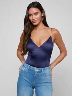 Dara Stretch-Satin Bodysuit