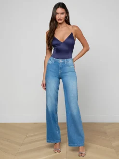 Dara Stretch-Satin Bodysuit