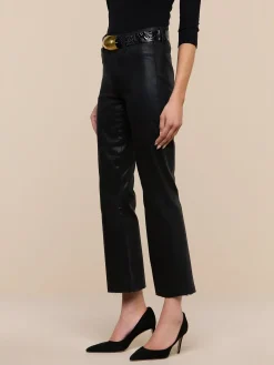 Kendra Coated Cropped Flare Jean