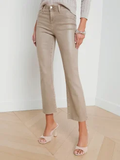 Kendra Coated Cropped Flare Jean
