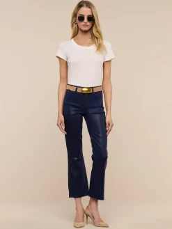 Kendra Coated Cropped Flare Jean