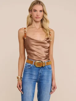 Lux Silk Buckle-Strap Camisole