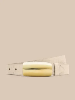 Marlowe Croc-Embossed Leather Belt