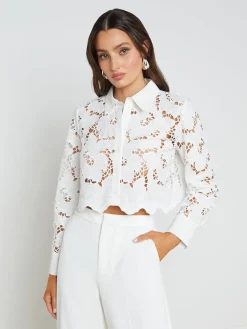 Seychelle Cropped Eyelet Blouse