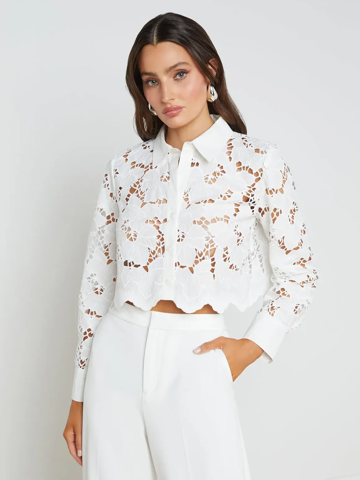 Seychelle Cropped Eyelet Blouse