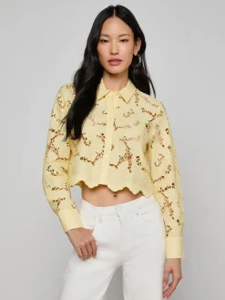 Seychelle Cropped Eyelet Blouse