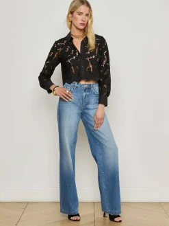 Seychelle Cropped Eyelet Blouse