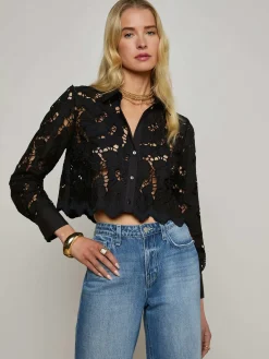 Seychelle Cropped Eyelet Blouse