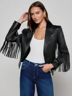 Vashti Fringed Leather Blazer
