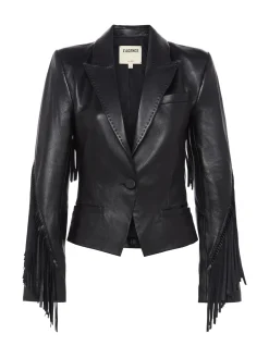 Vashti Fringed Leather Blazer