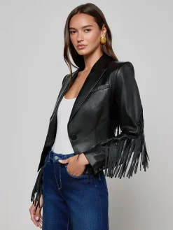 Vashti Fringed Leather Blazer
