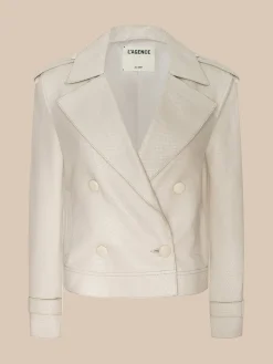 Xoey Cropped Leather Trench Coat
