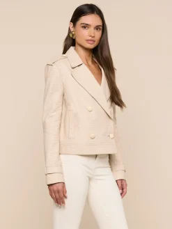 Xoey Cropped Leather Trench Coat