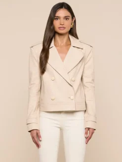 Xoey Cropped Leather Trench Coat