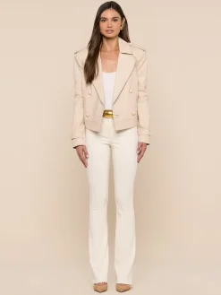 Xoey Cropped Leather Trench Coat